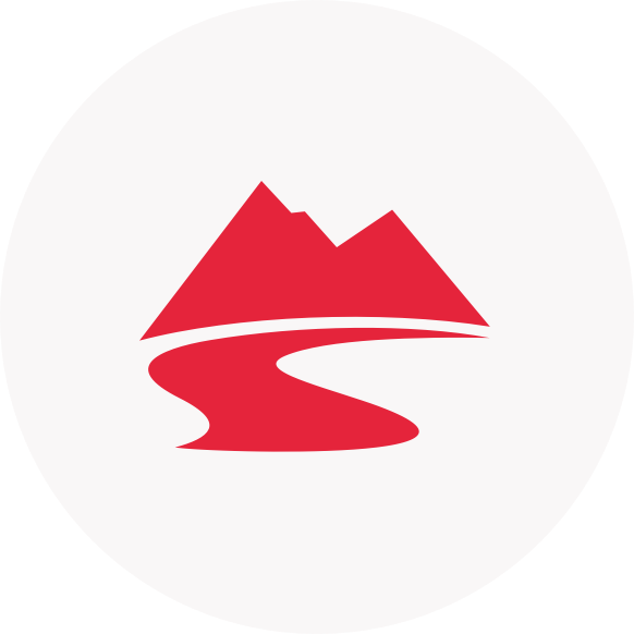 risks icon of mountain and flowing river